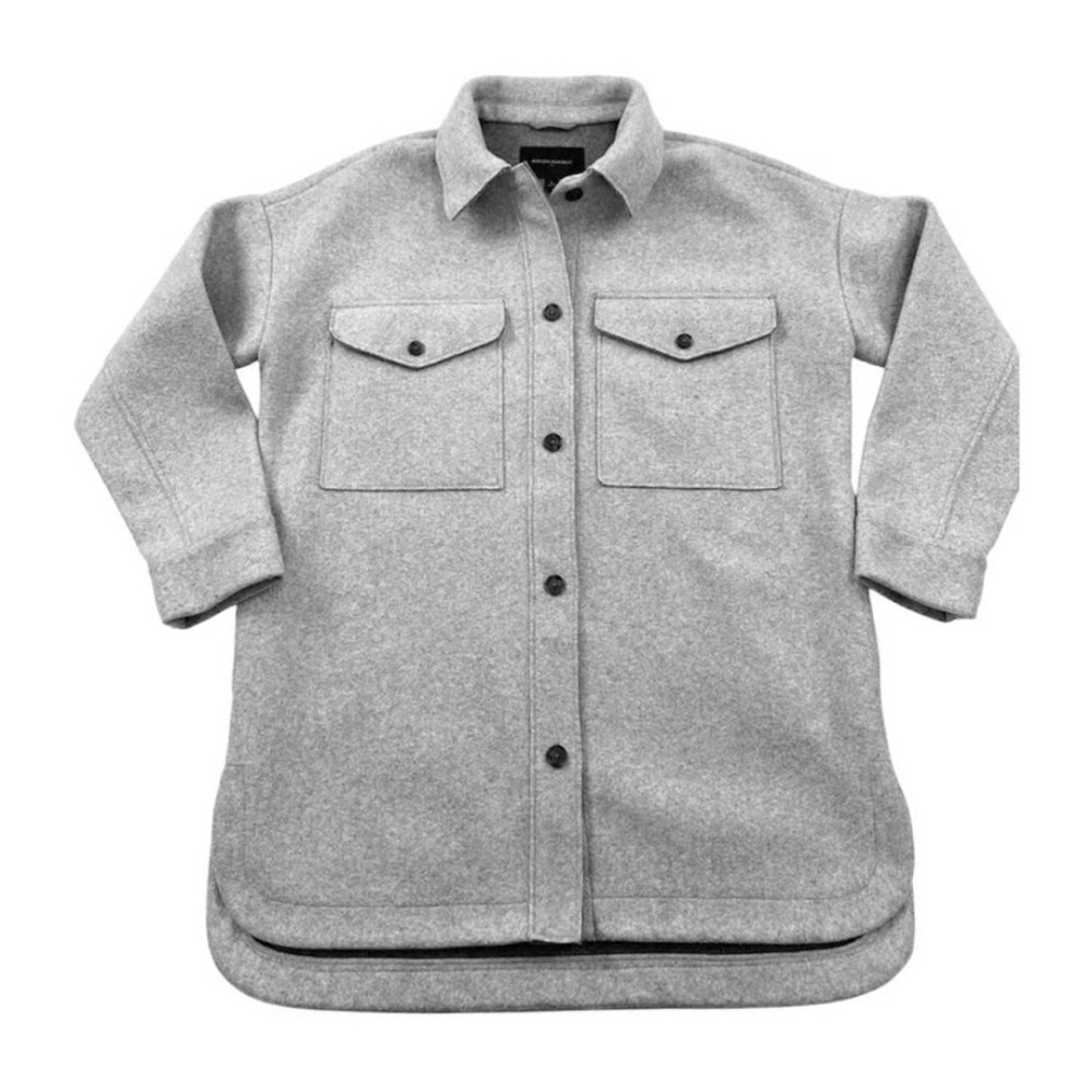 Banana Republic Oversized Wool-blend Light Gray Shirt Jacket